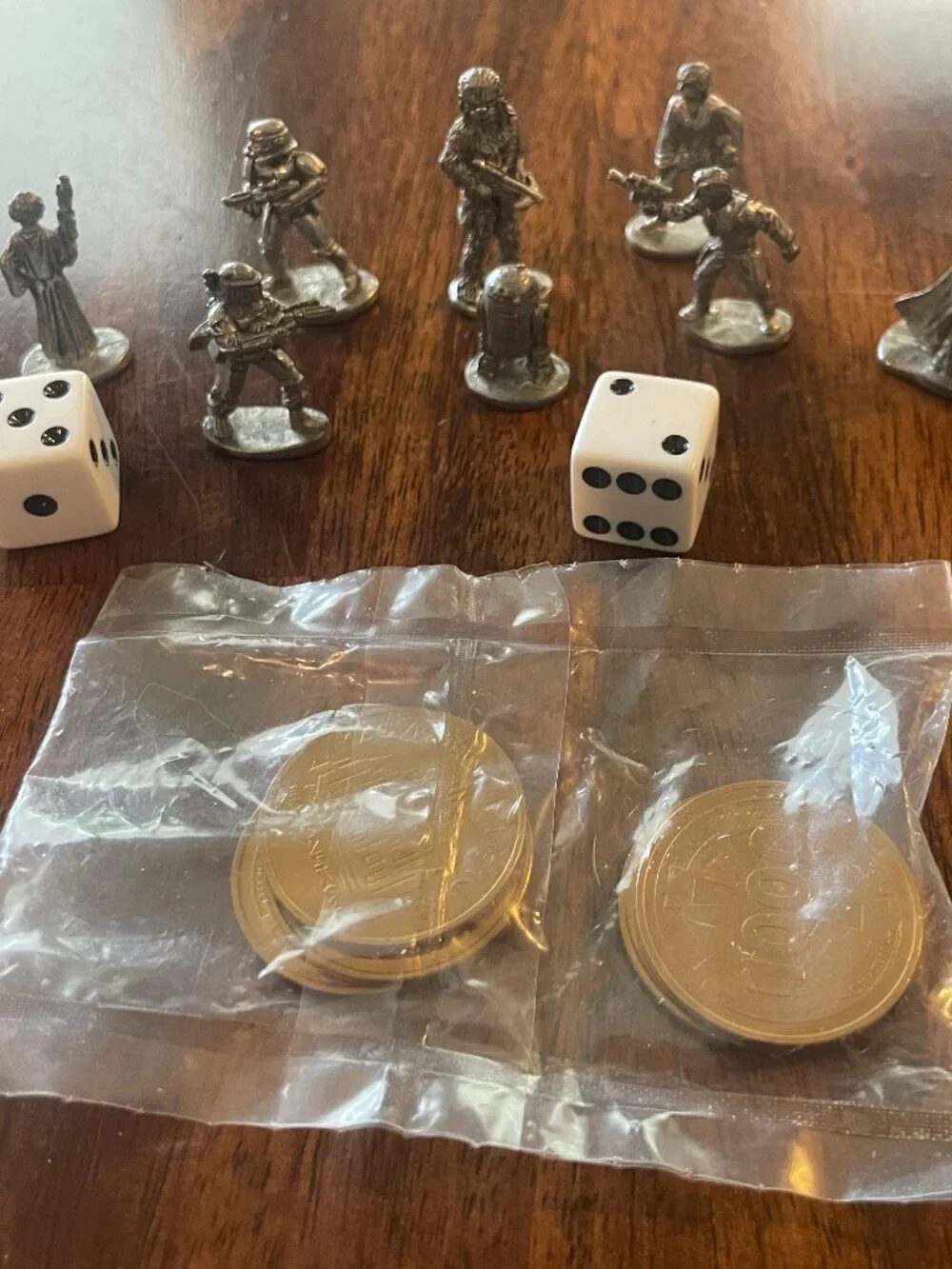 1996 Star Wars Monopoly Limited Collector Edition: 8 Pewter Figures and 5 Coins